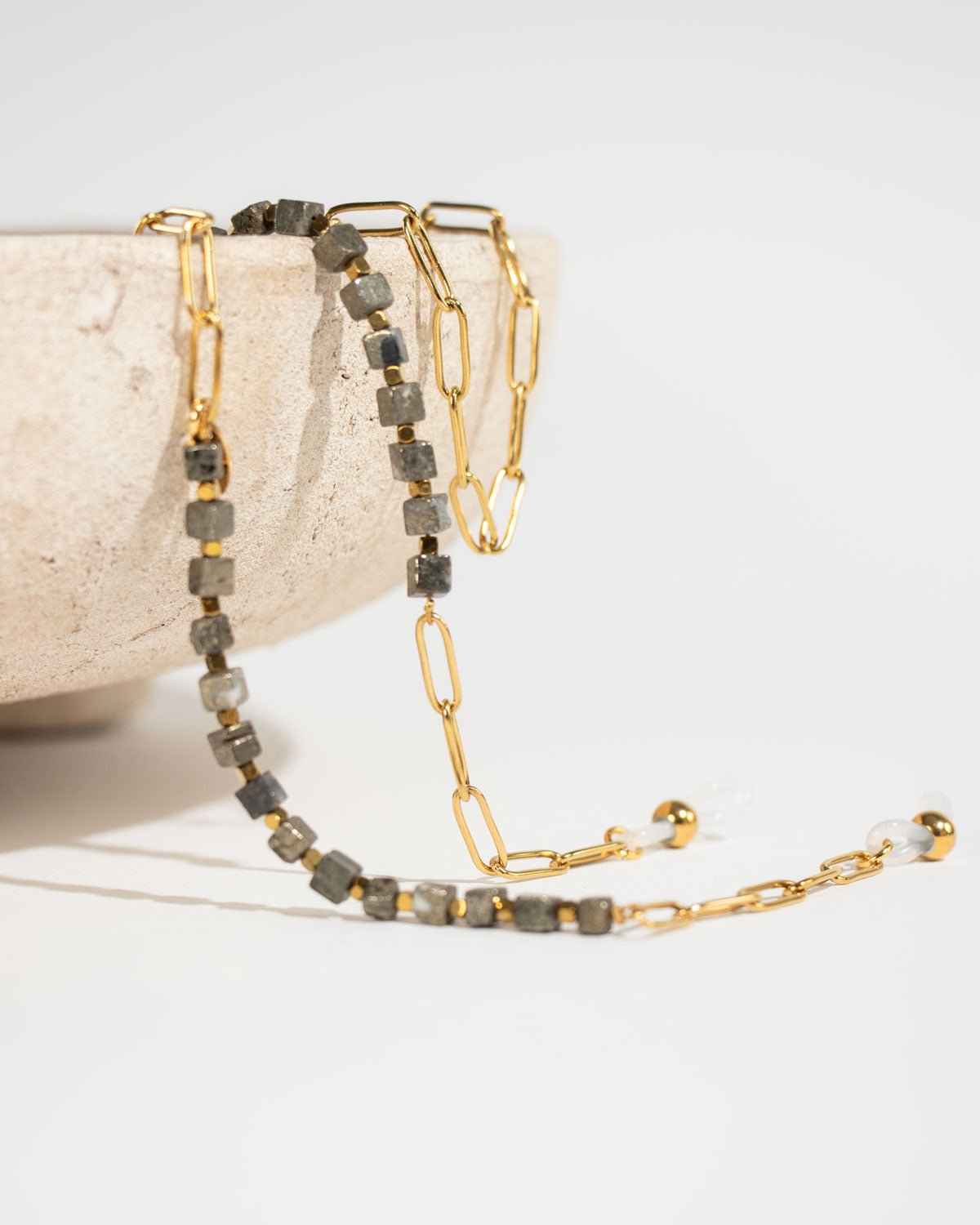 Season Blend ♥ Brillenkoord Pyrite Edelsteen