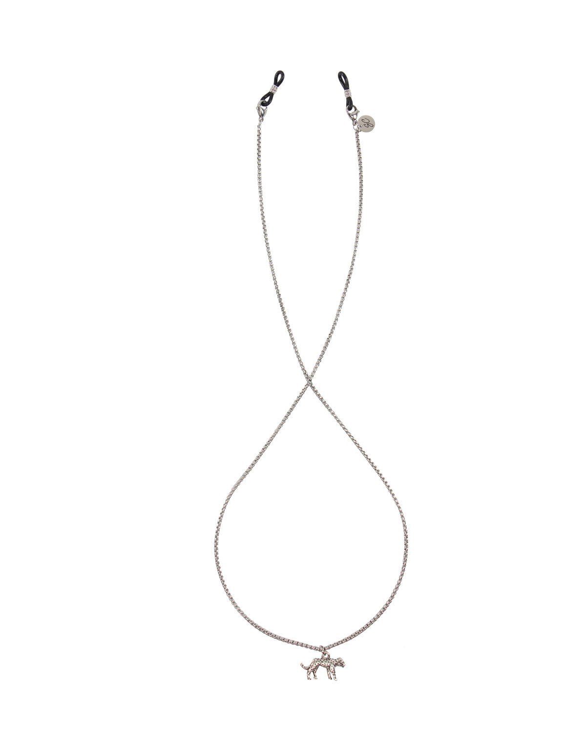 Zilveren brillenkoord met jaguar.