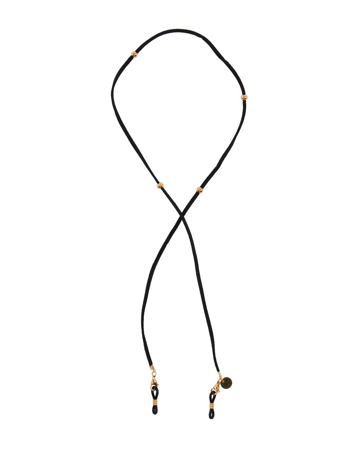 Zwarte brillenkoord van stof.