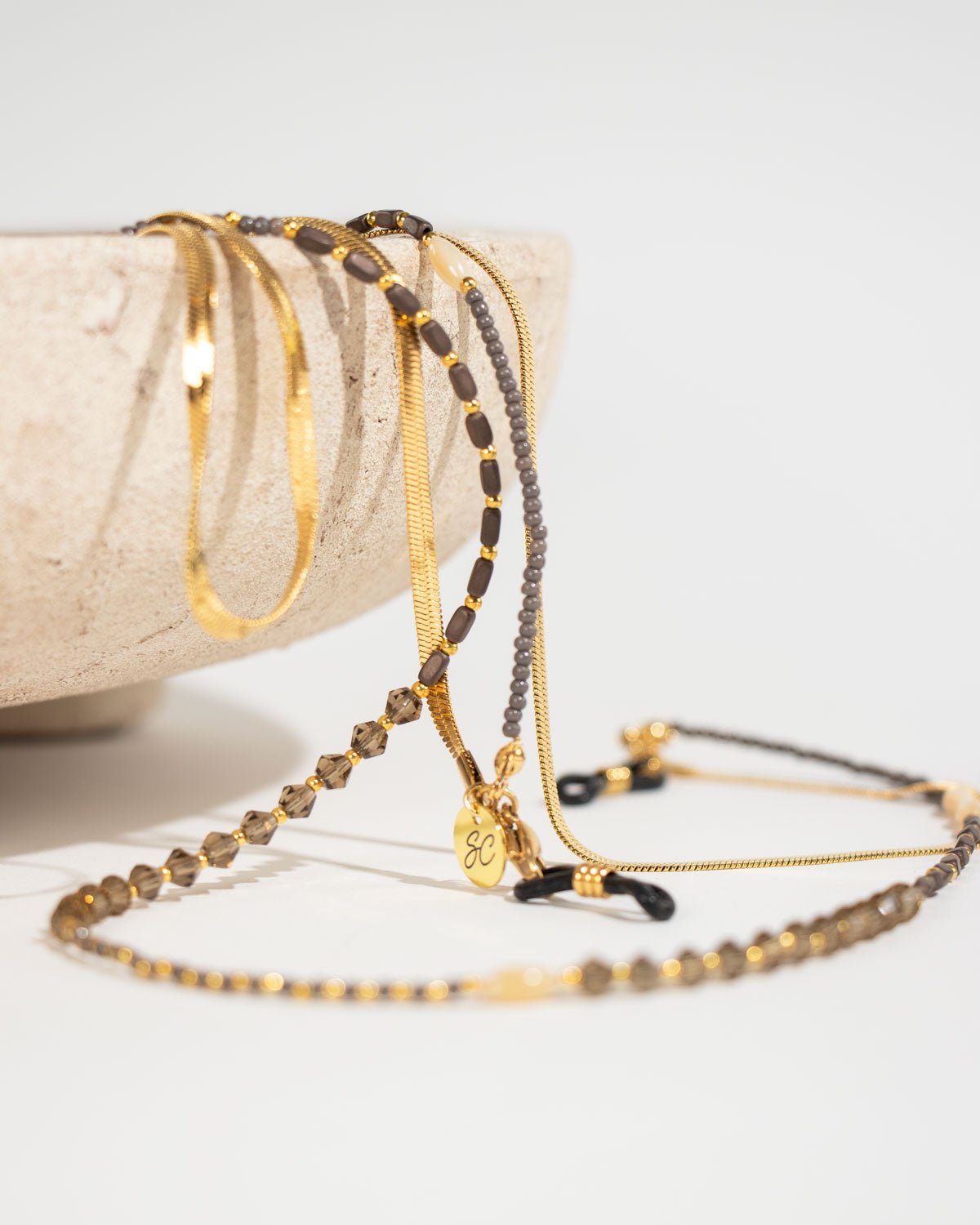 Sunny Cord gouden dubbele brillenketting.